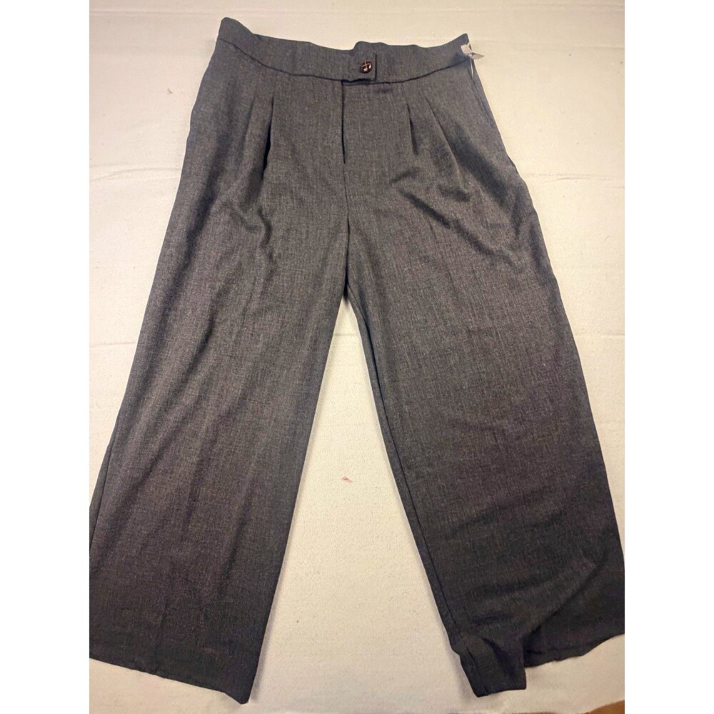 77 Park New York Women's Gray Pleated Dress Pants Straight Leg Pockets Twill 18